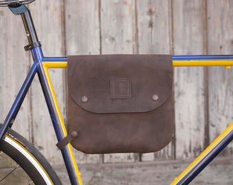 Leather Bike Frame Bag: Handmade Bicycle Shoulder Bag