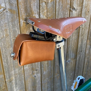Leather Bicycle Saddle Bag: Quick Release Bike Tool Bag