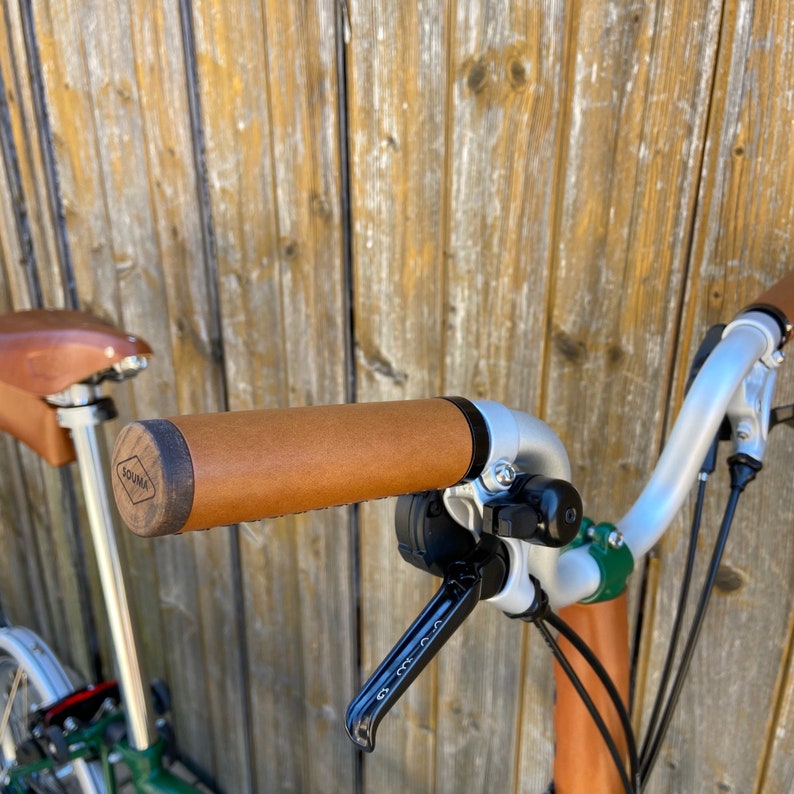 Leather Handlebar Grips for Brompton Bicycle Full Grain Etsy