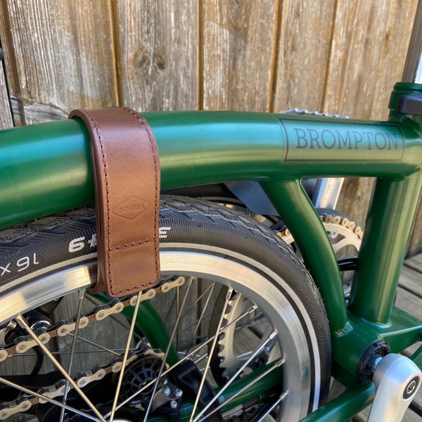 Sangle de cadre de roue en cuir 2 en 1 pour BROMPTON BICYCLE et sangle de pantalon en un - accessoire de vélo en cuir
