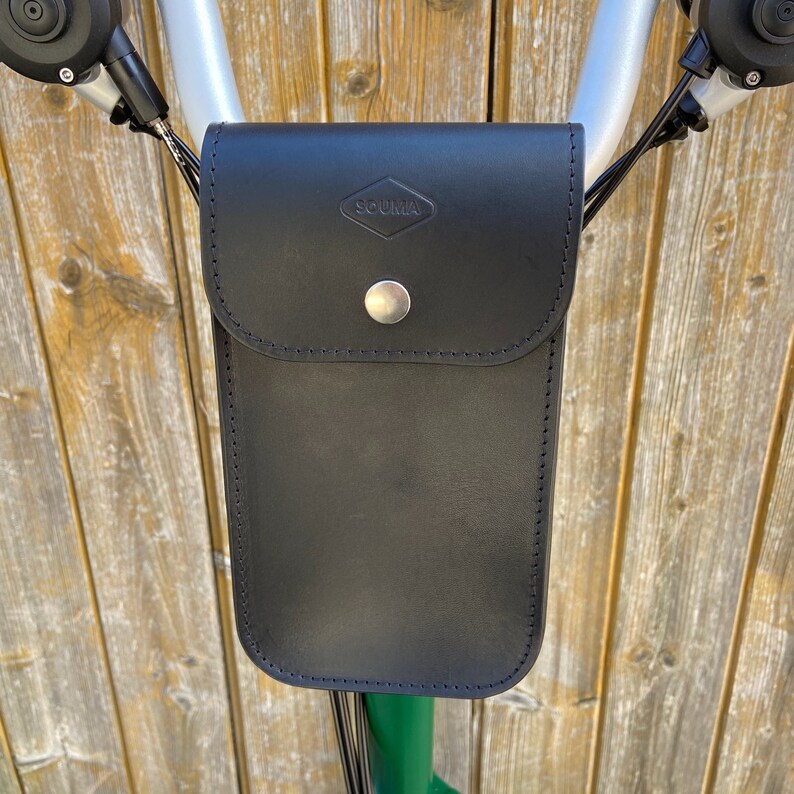 Leather Handlebar Bag for Brompton Large Velcro Attachments Etsy