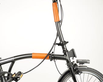 Leather Frame Protector Set for Brompton Bicycle: Full-Grain, Velcro Version