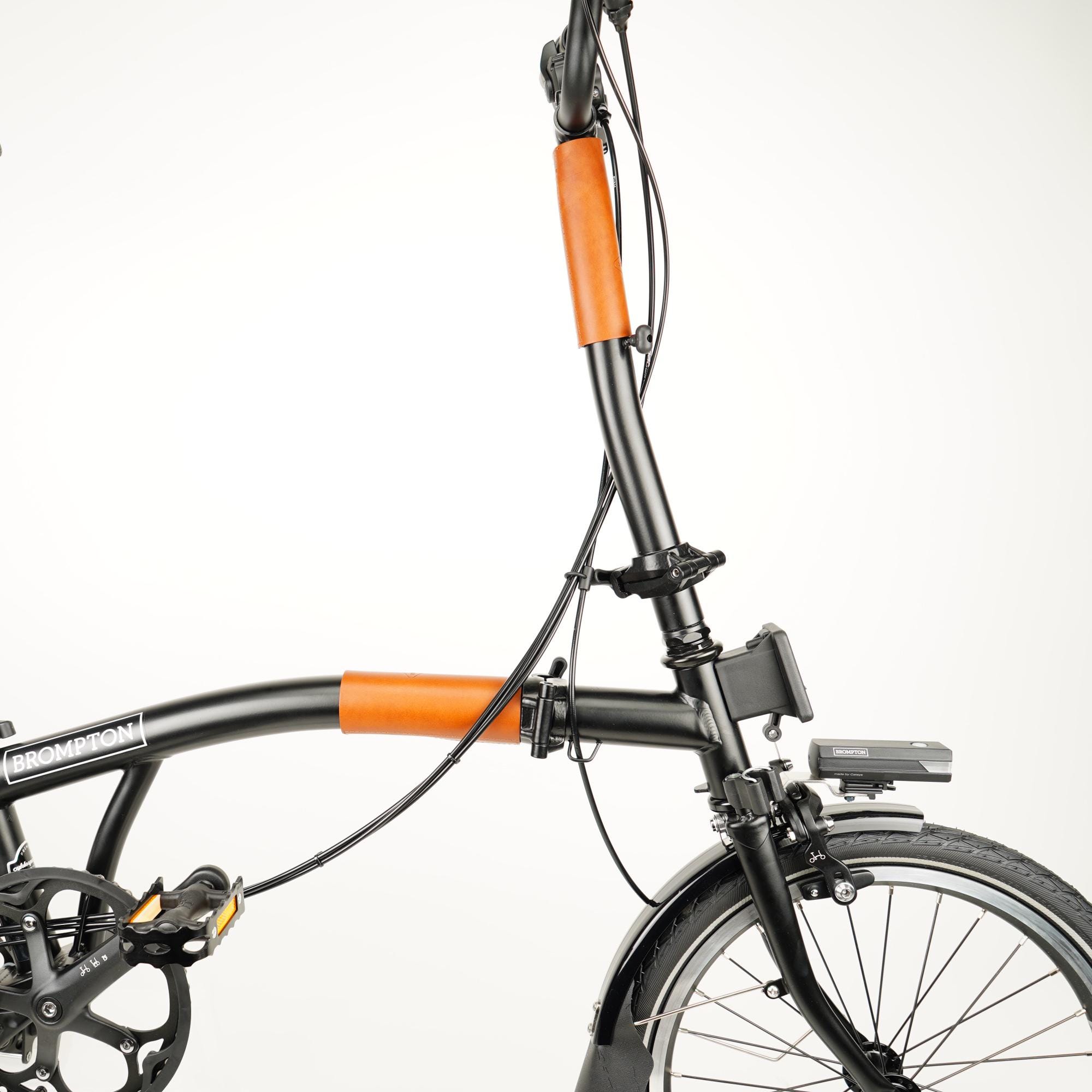 ブロンプトン自転車用レザーフレームプロテクターセット：フルグレイン 