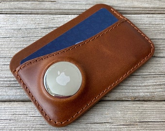 Leder Apple AirTag Brieftasche - Kartentasche mit Tasche für Apple AirTag, minimalistische AirTag Brieftasche, einzigartige Geschenke für Männer