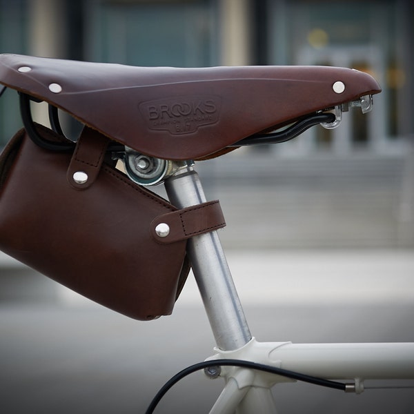 Leder-Satteltasche für Fahrrad, Brompton Fahrrad,