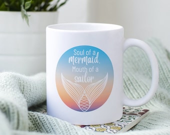 Mermaid Soul Sailor Mouth Coffee Mug, Playful Ceramic 11oz