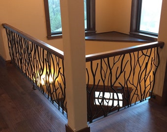 Hand Forged Heavy Steel Railing With Hammered Texture, Viking, Antler