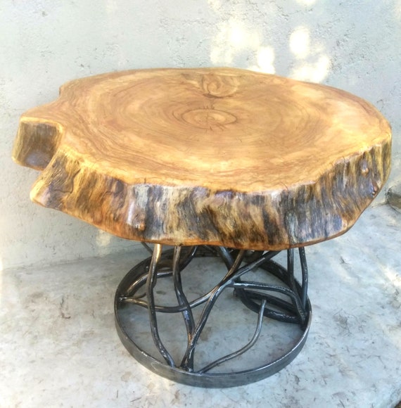 Forest Forged Iron Root branch Coffee Table With 3 Ringed Live