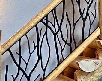 Woven Twigs and Branches Forged Iron Metal Railings/Inserts/Panels/Stair Railings, Custom By Linear Ft