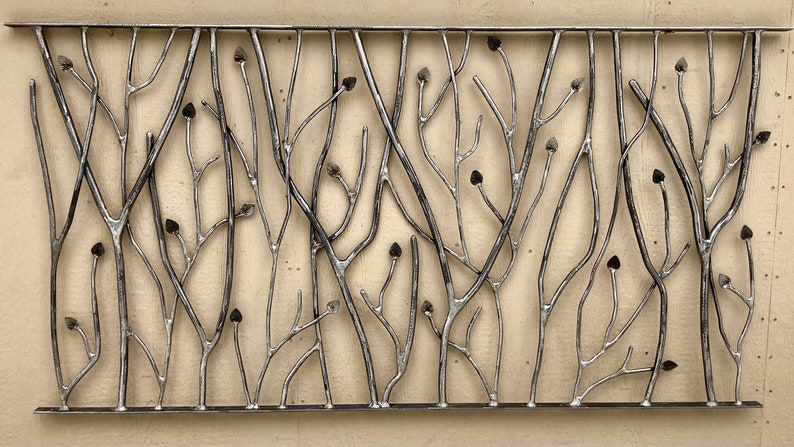 Organic Iron Tree Forest Forged Branches With Scattered Leaves /metal ...