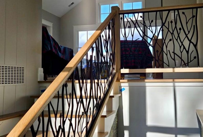 Tree Pattern Railing Organic Iron Tree Forest Forged Branches With Scattered Leaves /metal ...