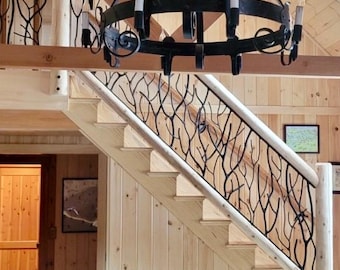 Scattered Branches Iron Forest Metal Stair Railings/Insert Panel/Staircase/Balcony Custom Made By Linear Foot