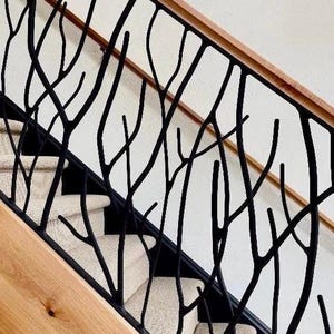 Scattered Branches Iron Forest Metal Stair Railings/Insert Panel/Staircase/Balcony Custom Made By Linear Foot image 2