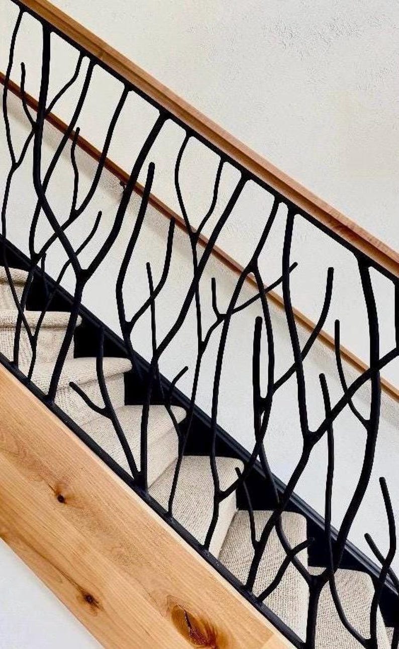 Scattered Branches Iron Forest Metal Stair Railings/Insert Panel/Staircase/Balcony Custom Made By Linear Foot image 2