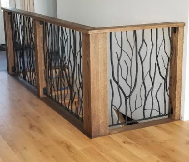 Forest Service Railing Wrought Iron Forest Forged Scattered Branches Metal Stair Railing ...