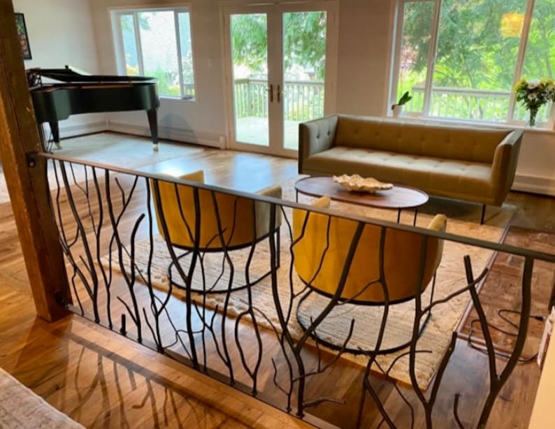 Piano Railing Wrought Iron Forest Forged Scattered Branches Metal Stair Railing ...