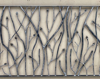 Organic Iron Tree Forest Forged Branches with Scattered Leaves /Metal Stair Railing/Balcony Deck Railings/ Gates Custom Made Per Linear Foot