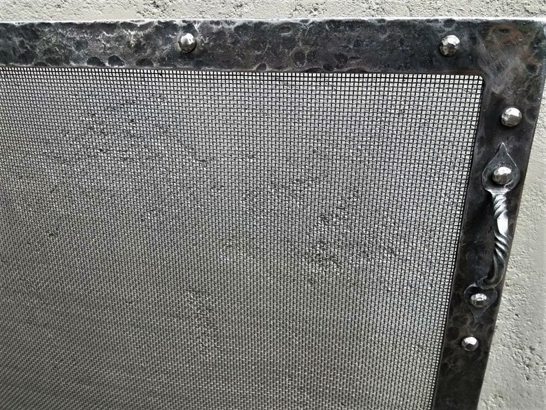 Custom Fireplace Screen Hammered Rivets and Frame Etsy