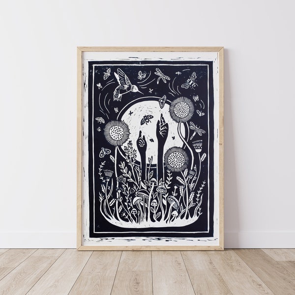 Lino Print Nature Etsy