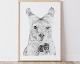 Nursery Decor Print - Joey Christmas gift - Xmas gift - Fine art print - wall art - nursery room - nursery art - drawing - animal print
