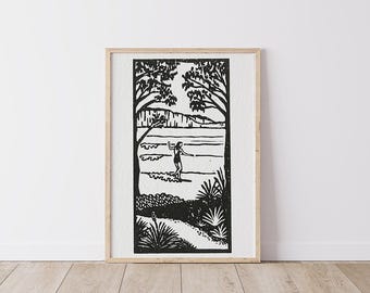 木版画 2024 サーフ ビーチ コースト 2/7 フランス 波 サーフィン 自由