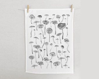Tea Towel Mushrooms Organic Cotton