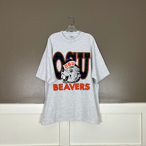 Vintage OSU T-Shirt, 1990s Oregon State Beavers Graphic Tee, Single Stitch, Heather Gray, Size Extra Extra Large 2XL image 1