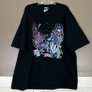 Vintage Florida T-Shirt, 1990s, Black Aquatic Print, Cotton, Souvenir Tee, Size 2X/XXL Bild 10