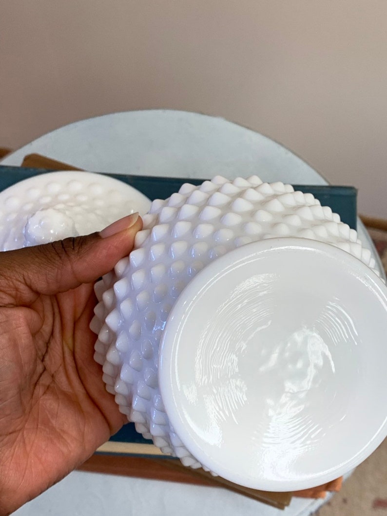 vintage 1960s hobnail white milk glass dish and lid