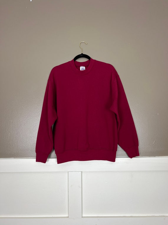 Vintage 1990s Blank BVD Sweatshirt, Maroon, Size L