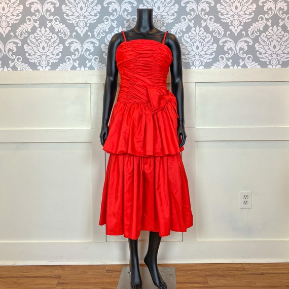 1980s vintage red prom party formal dress | extra