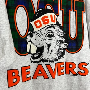 Vintage OSU T-Shirt, 1990s Oregon State Beavers Graphic Tee, Single Stitch, Heather Gray, Size Extra Extra Large 2XL image 3