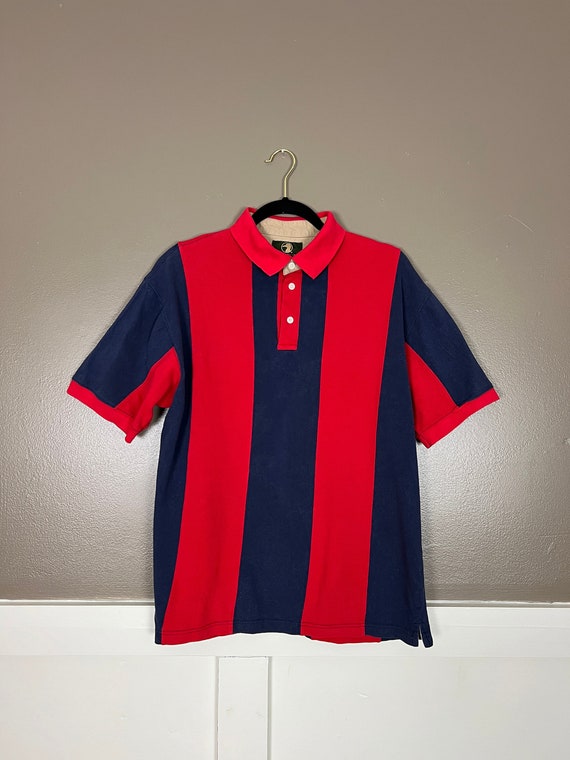 vintage 1990s Duck Head polo shirt, faded navy/bl… - image 1