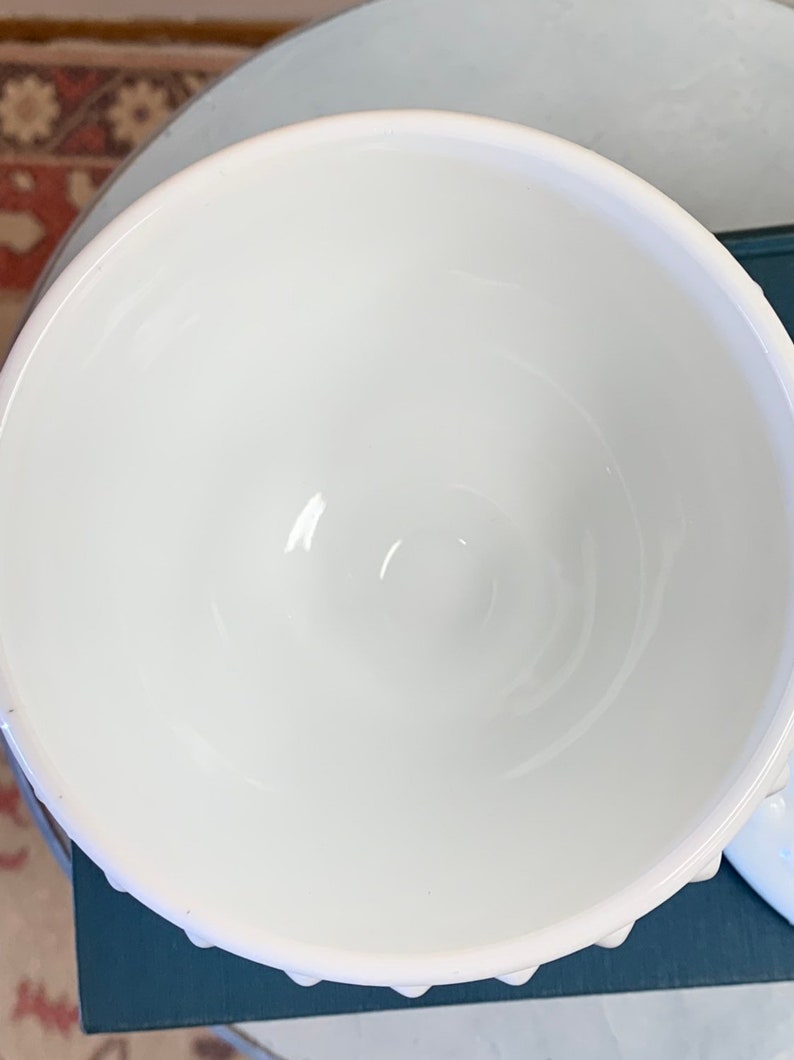 vintage 1960s hobnail white milk glass dish and lid