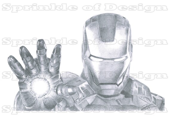 Print Marvel Iron Man Fan Art Pencil Drawing Etsy