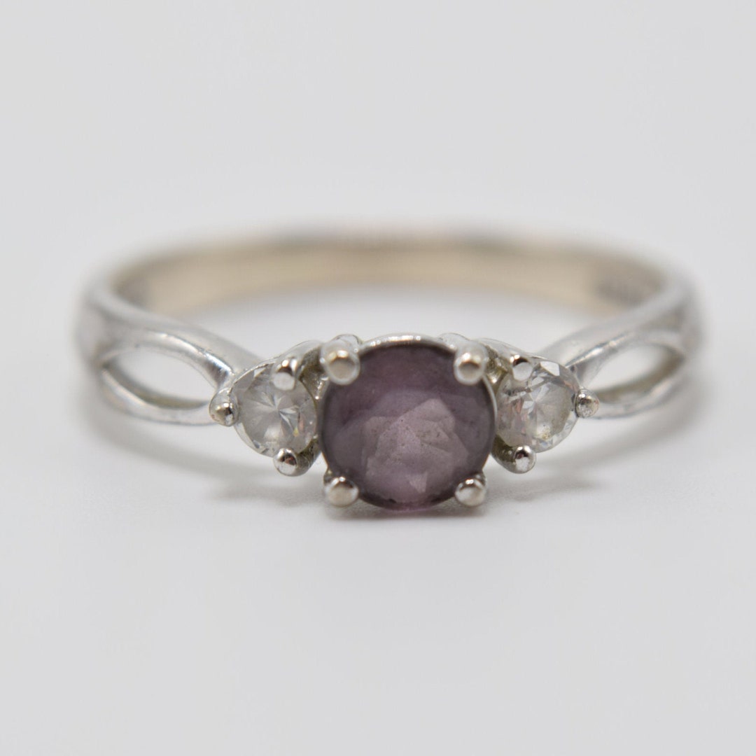 Vintage Amethyst Engagement Ring Sterling Silver Ring 925 Etsy