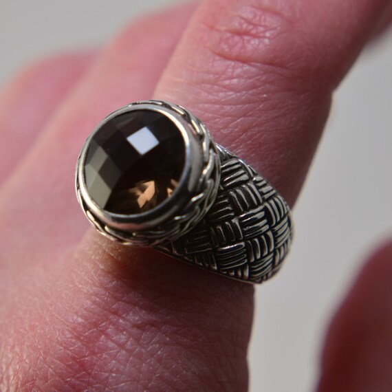 Vintage Smoky Quartz Ring, Round Cut Ring, Quartz… - image 4