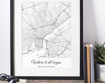 Where it All Began Map Christmas Gift for Her, Holiday Gift for Girlfriend Wife, First Christmas Gift for Husband Boyfriend Him Men