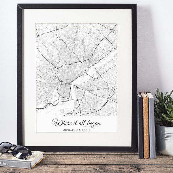 Where it All Began Map Christmas Gift for Her, Holiday Gift for Girlfriend Wife, First Christmas Gift for Husband Boyfriend Him Men