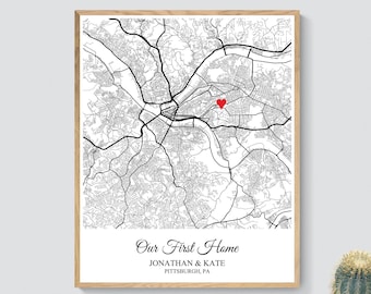 Housewarming Gift for Newlyweds, First House Warming Gift, Our First Home Map, New Apartment Warming Gift, Couples Gift, Realtor Gift