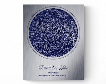 10 Year Anniversary Gift for Husband, Tin Anniversary Star Map Gift for Him, Night Sky Aluminum Print Gift for Husband Her Wife Men