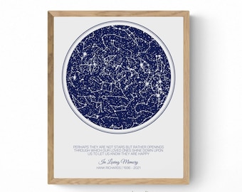Memorial Gift for Grandmother, Remembrance Gift for Grandfather, Loss of Father, Star Map Sympathy Gift, Grieving Gift, Bereavement Gift