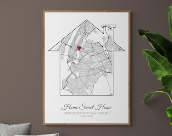 Housewarming Gift for New Home Owners, Our First Home Map, Realtor Closing Gift, House Warming Gift, Newlywed Gift for Couple, Our New Home
