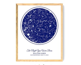 Day You Were Born Star Map, New Mom Gift, New Baby Gift, New Parents Gift, Newborn Gift, Night Sky Art Print, Nursery Art Gift for New Mom