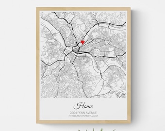 Our First Home Gift, First Home Map Print Gift, New Home Owner Gift, Closing Gift, Housewarming Gift, Personalized Home Gift for Couple