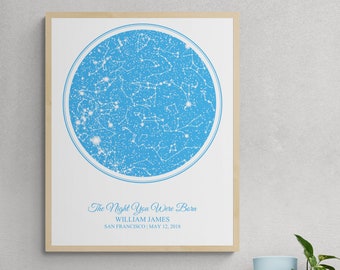 Night You Were Born Birth Star Map New Baby Gift, Day You Were Born New Mom Gift, Newborn Celestial Nursery Decor Gift for New Parents