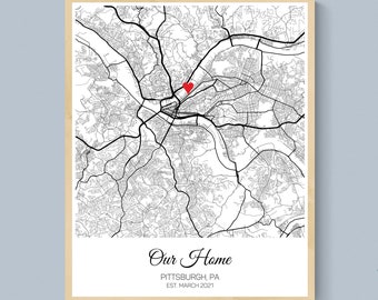House Warming Gift for Couple, First Apartment Warming Gift, Our First Home Map, New Home Warming Gift, Housewarming Gift, New House Gift