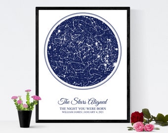 Star Map New Mom Gift on the Day You Were Born, Night You Were Born Constellation Map Gift for New Parents, Newborn Gift, New Baby Gift
