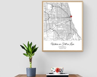 Where We Met Map Gift for Boyfriend, Where we Fell in Love Christmas Gift for Girlfriend Wife Her, Holiday Gift for Him Men, Our First Date