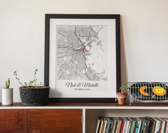 Personalized Wedding Map Wedding Gift for Couple, Newlywed Gift for Wife Husband, Unique Couples Gift, 1st Anniversary Gift for Her Him